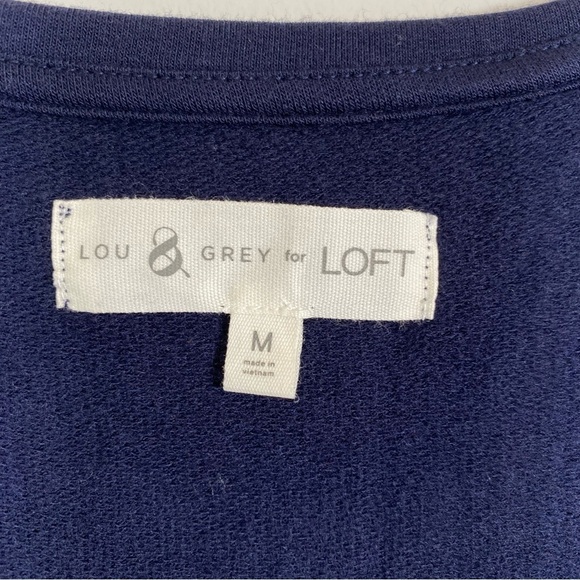 Lou & Gray For LOFT Twist Front T-Shirt Short Sleeve Midi Dress Navy Size Medium - Picture 4 of 6